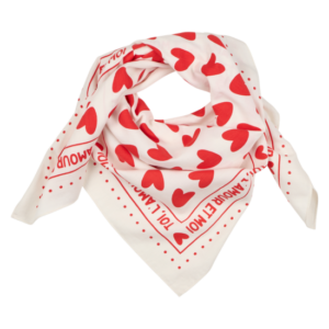 Foulard AMOUR FOU fond blanc motif rouge 55cm - ATELIER WAGRAM